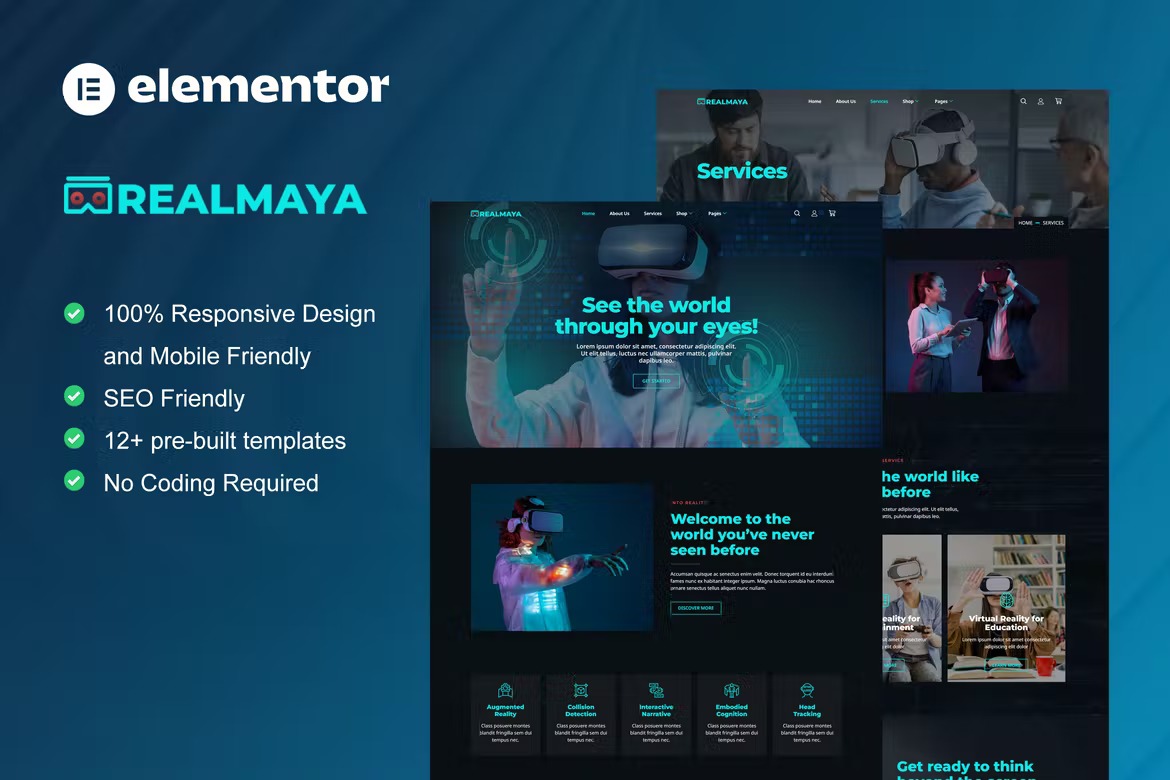 RealMaya - Virtual Reality Services - Shop Elementor Template Kit