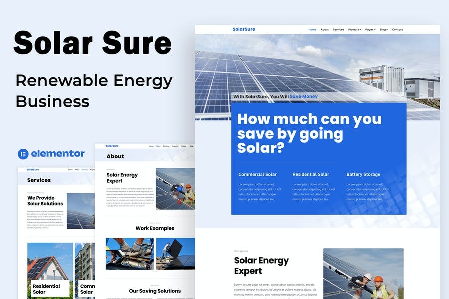 Solar Sure - Renewable Energy Business - Elementor Template Kit