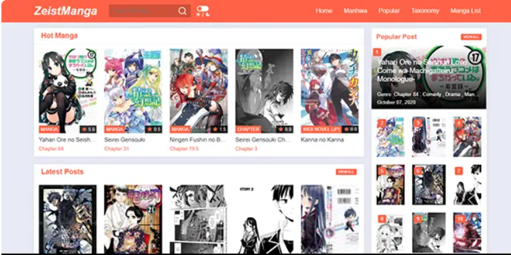 ZeistManga Blogspot Template for manga comic site