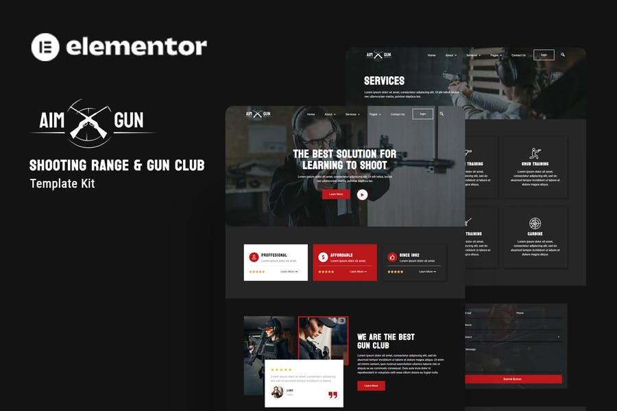 Aimgun - Shooting Range & Gun Club Elementor Template Kit