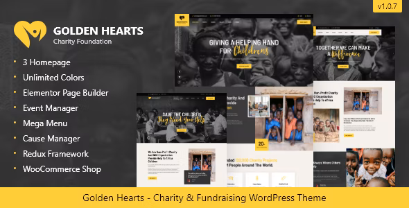 Golden Hearts - Fundraising - Charity WordPress Theme