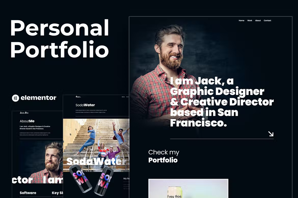Jack.Dir - Personal Design Portfolio Elementor Template Kit