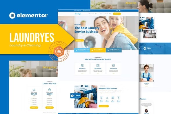 Laundryes - Laundry - Cleaning Elementor Template Kit
