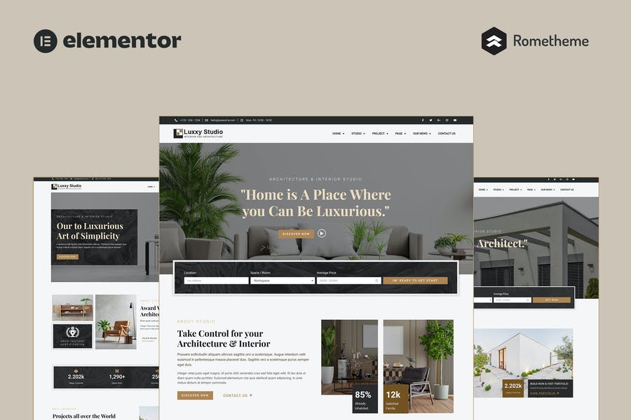 Luxxy - Luxurious Interior & Architecture Elementor Pro Full Site Template Kit