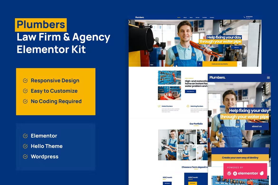 Plumber - Company & Business Elementor Pro Template Kit