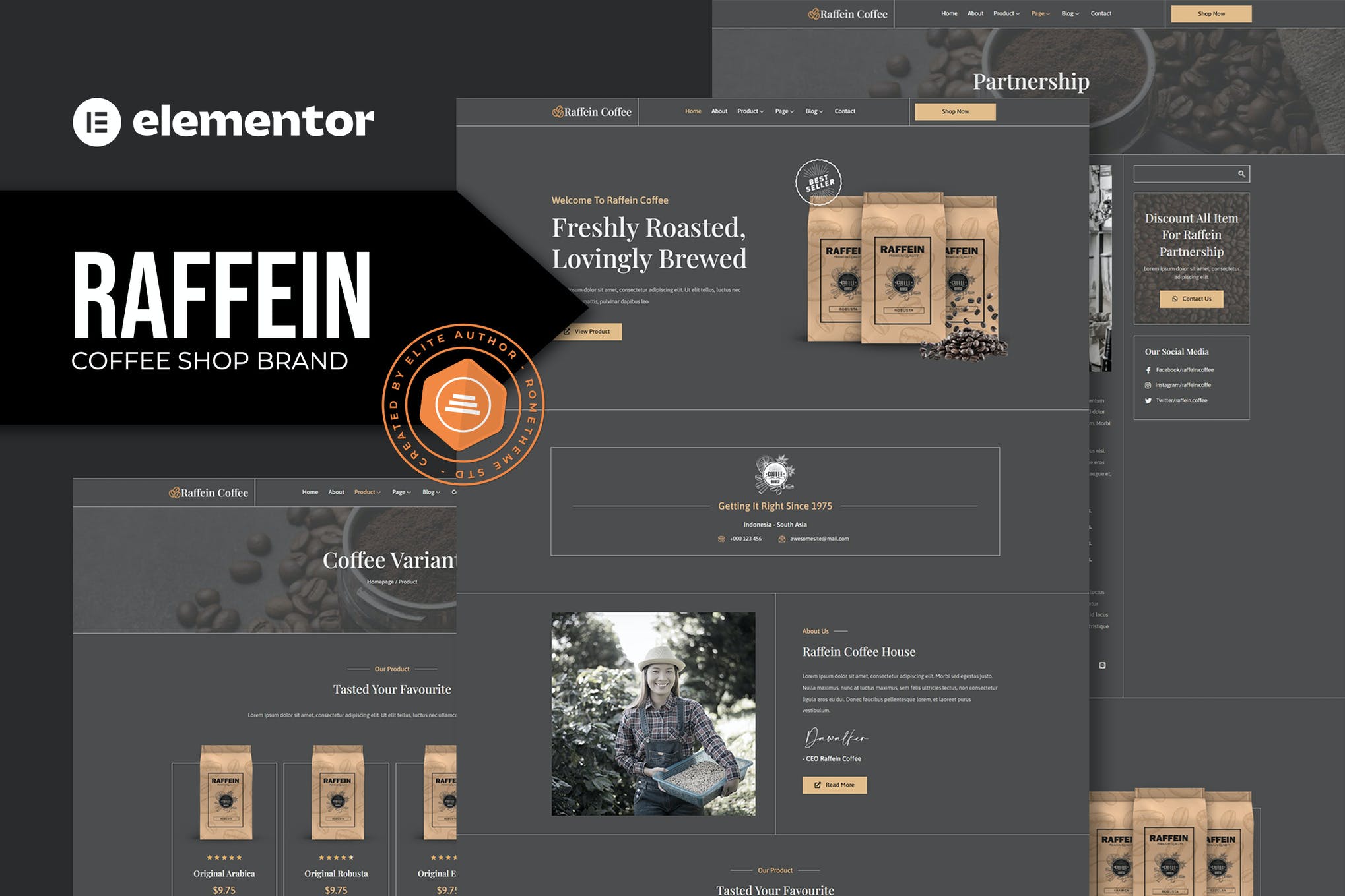 Raffein - Coffee Shop Brand Elementor Template Kit