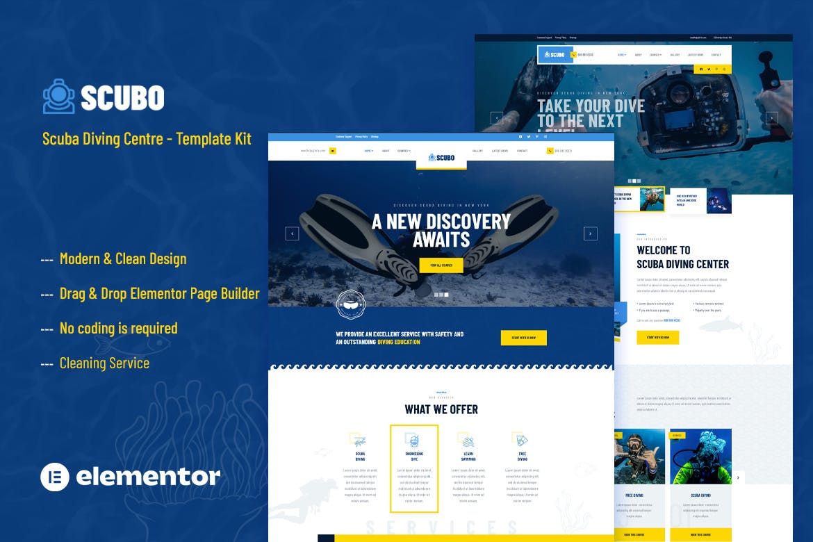 Scubo - Scuba Diving Centre Elementor Template Kit
