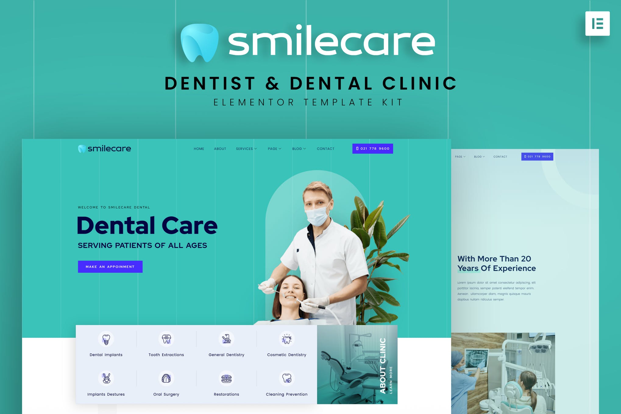 Smilecare - Dentist & Dental Clinic Elementor Template Kit