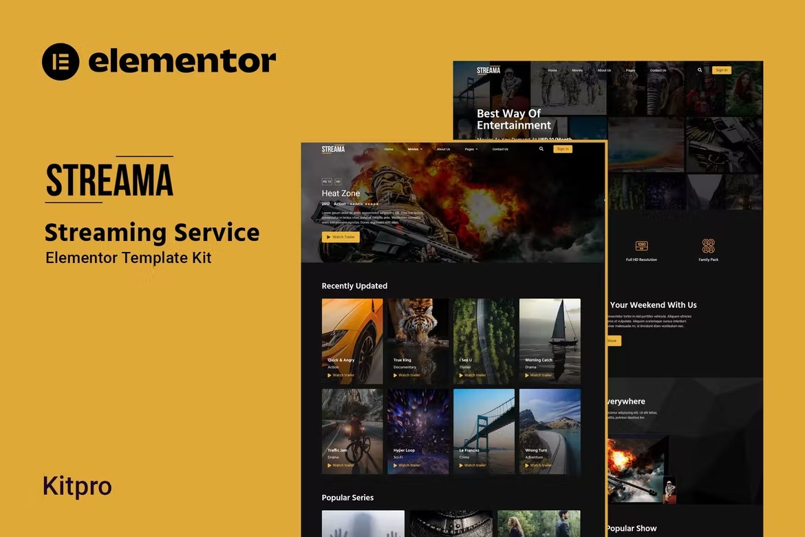 Streama - Streaming Service Elementor Template Kit