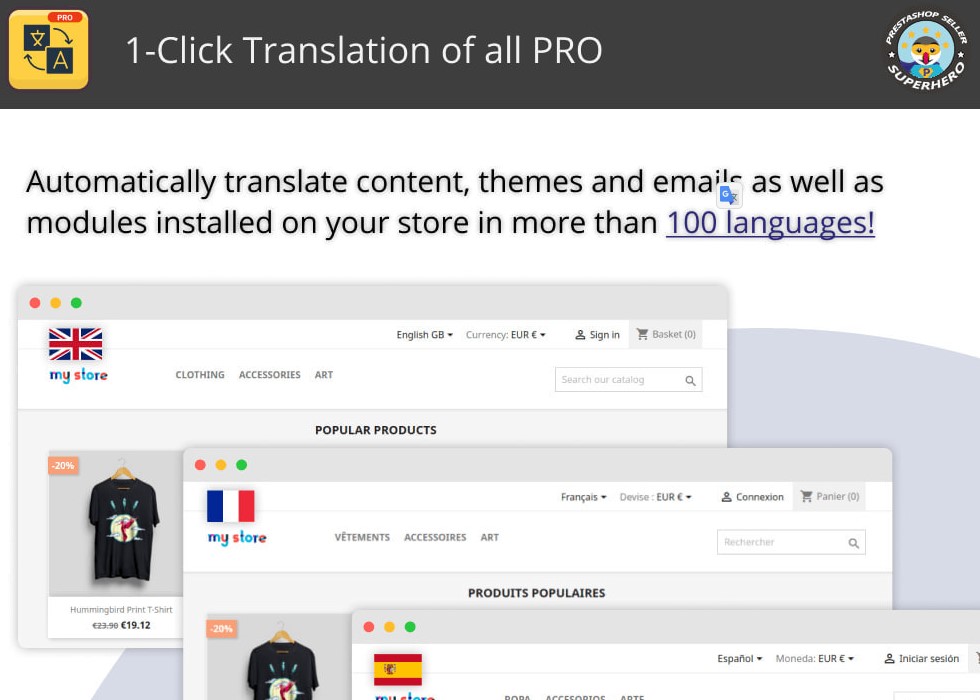 Translate all - Free and unlimited translation Module Prestashop