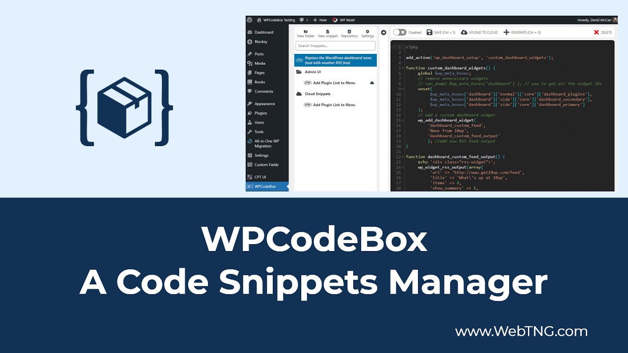 WPCodeBox - The easiest way to add Code Snippets to WordPress