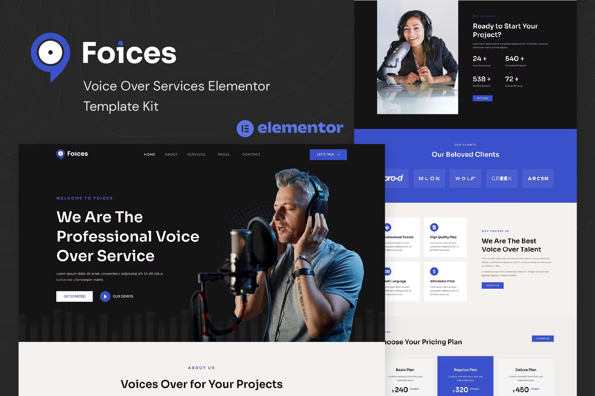 Foices - Voice Over Services Elementor Template Kit