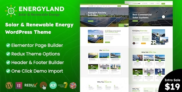 Energyland - Solar - Renewable Energy WordPress Theme