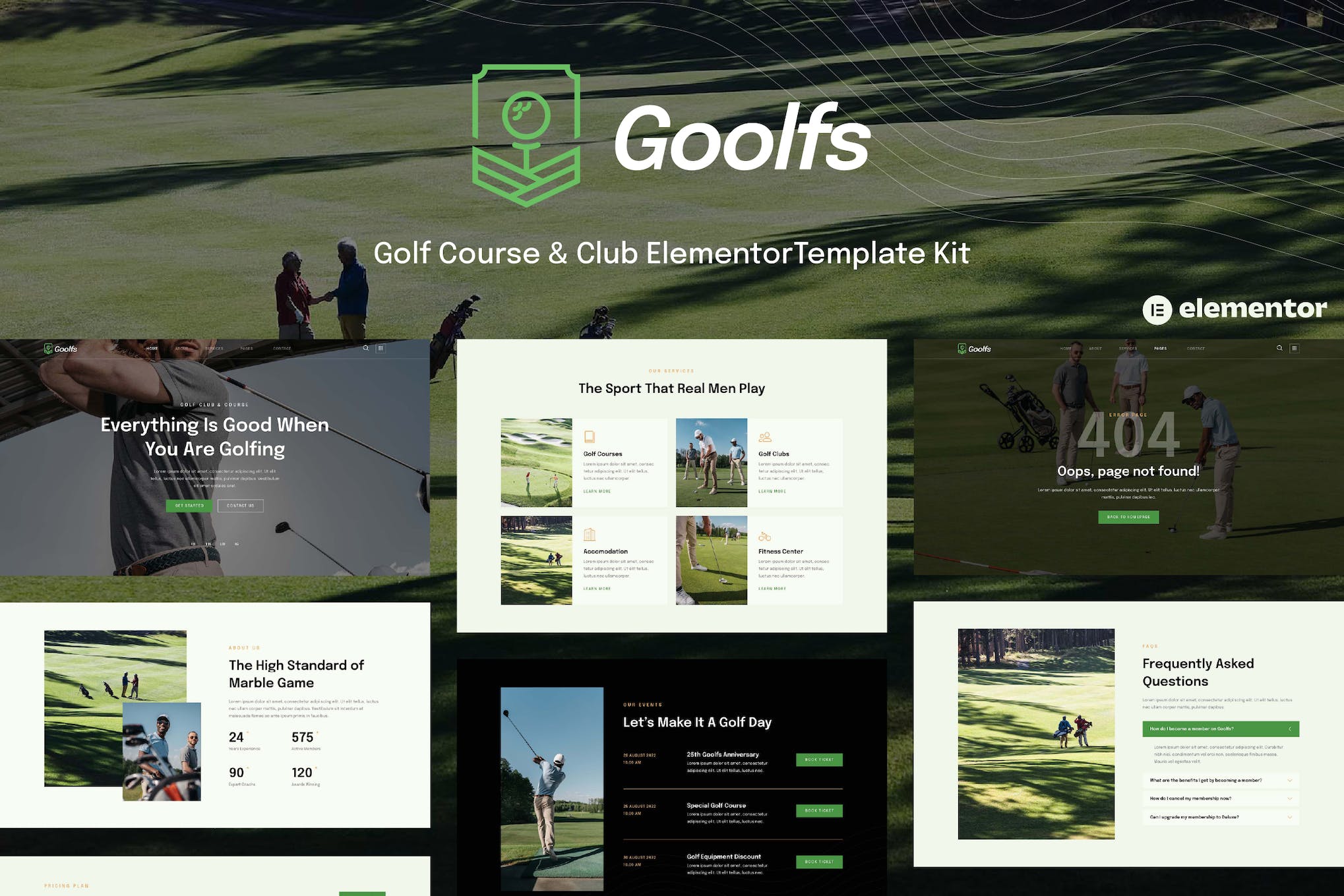 Goolfs - Golf Course & Club Elementor Template Kit