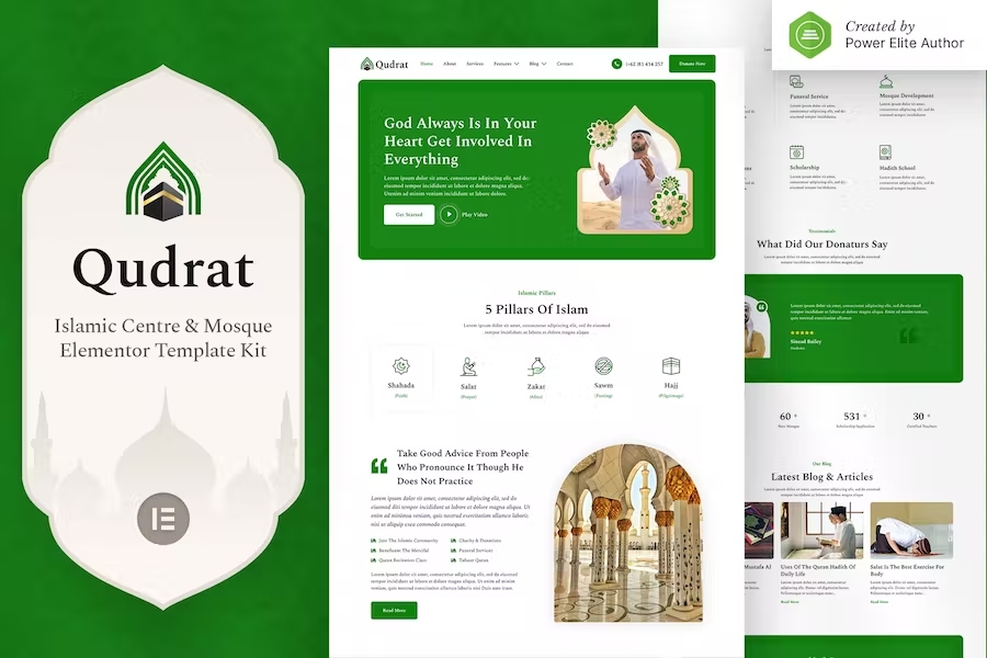 Qudrat - Islamic Center & Mosque Elementor Template Kit