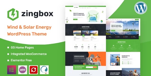 Zingbox Wind - Solar Energy WordPress Theme