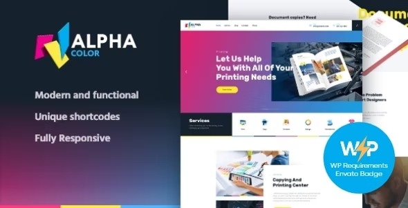 AlphaColor | Type Design Agency &D Printing Services WordPress Theme + Elementor