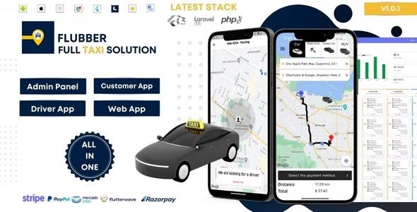 Flubber Taxi Cab Full Solution with Customer and Driver Flutter App