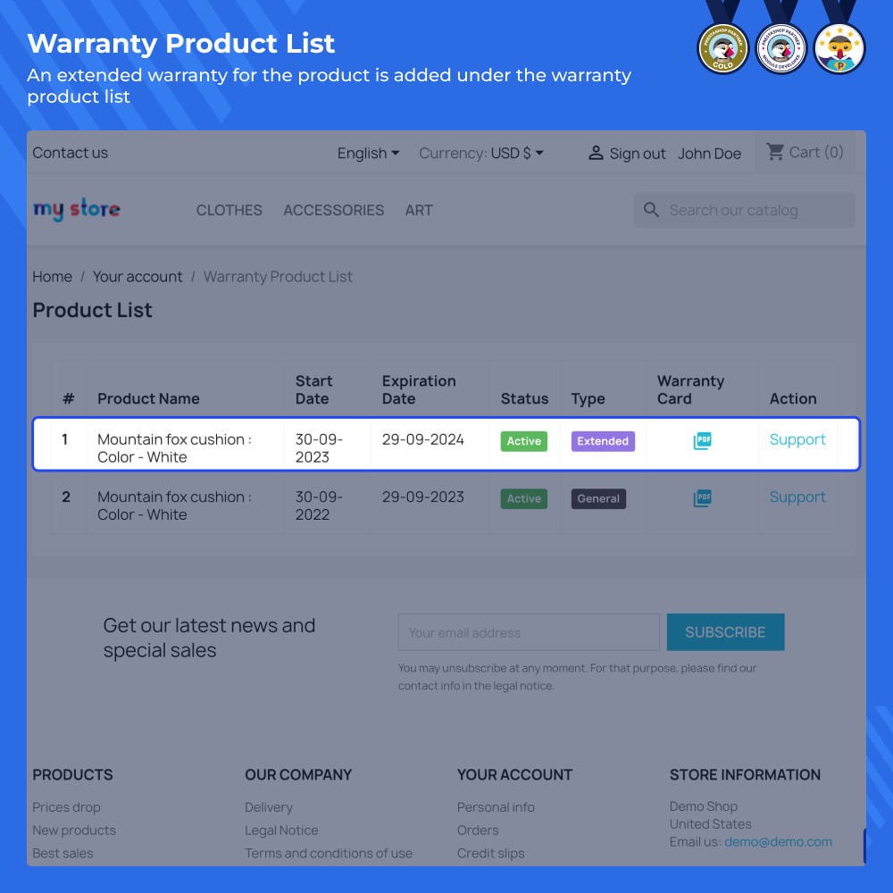 Warranty Management | Warranty Support PrestaShop