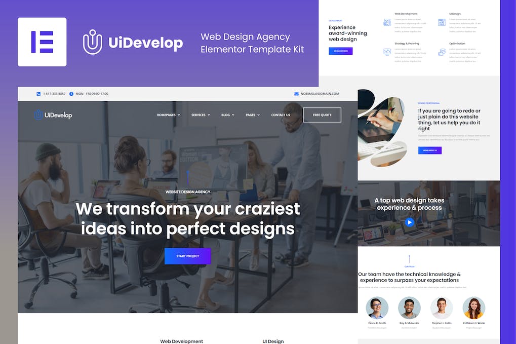 UiDevelop - Web Design Agency Elementor Template Kit
