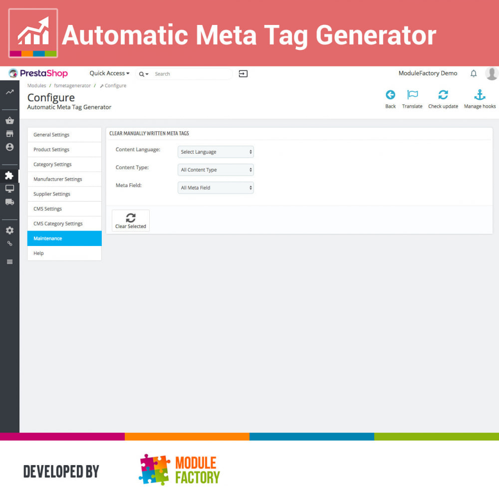 Automatic Meta Tag Generator for better SEO Module PrestaShop