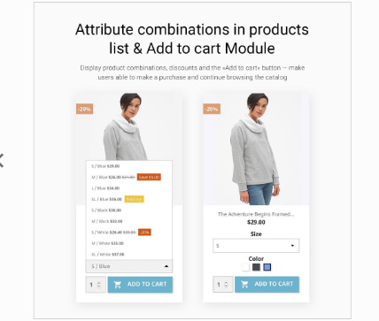 PrestaShop Show Attribute combinations in products list Module