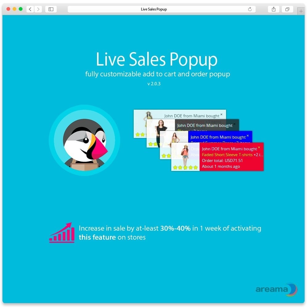 Live Sales Popup: product sold notification Module PrestaShop