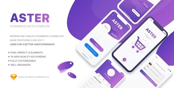Aster- E-commerce Mobile App Sketch Template
