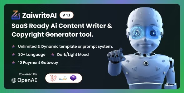ZaiwriteAI - Ai Content Writer - Copyright Generator tool With SAAS