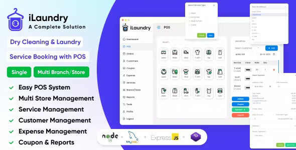 iLaundry : Dry Cleaning - Laundry Service Booking with POS | Single - Multi Branch Complete Solution