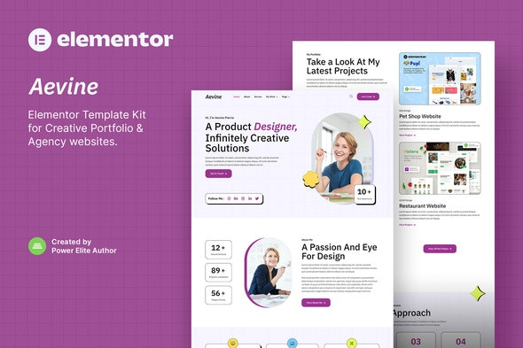 Aevine - Creative Portfolio & Agency Elementor Template Kit