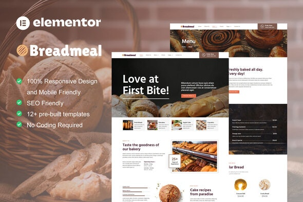 BreadMeal - Bakery & Cake Elementor Template Kit