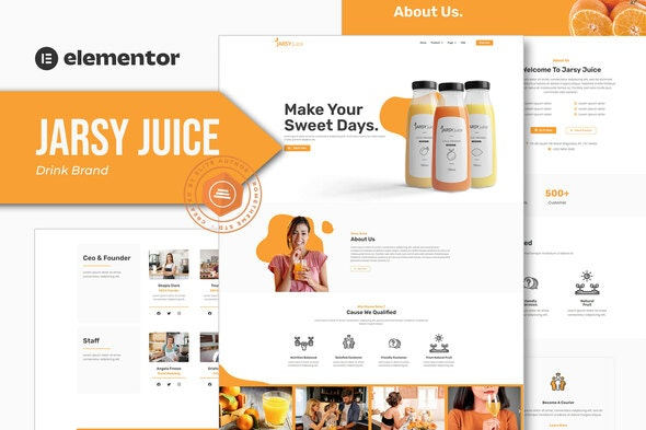 Jarsy Juice - Drink Brand Elementor Template Kit