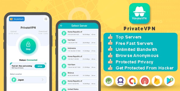 Private VPN App Free VPN Server - Paid VPN Servers - Admob Facebook Ads - Fast VPN & Secure VPN