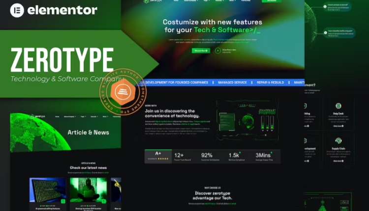 Zerotype - Technology and software company Elementor Template Kit