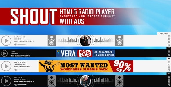 SHOUT - HTML Radio Player With Ads - ShoutCast and IceCast Support