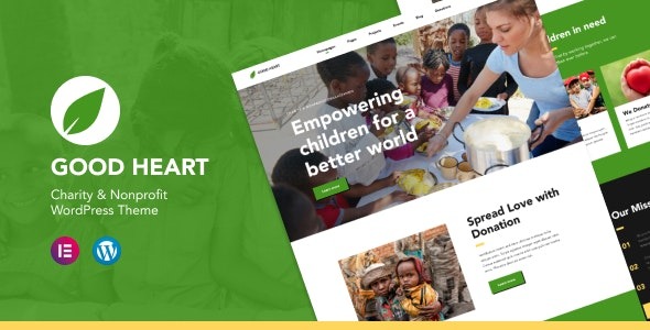 GoodHeart Charity & Nonprofit Elementor WordPress Theme