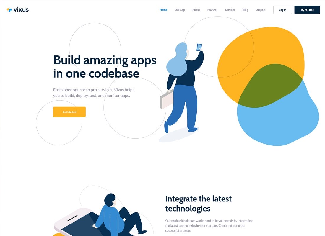 Vixus | Startup & Mobile App Landing Page WordPress Theme