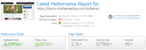 Schema Pro Theme GTmetrix Performance Report A (94%) B (81%)
