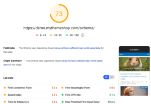 Schema Pro Theme Google PageSpeed Insights Mobile Test