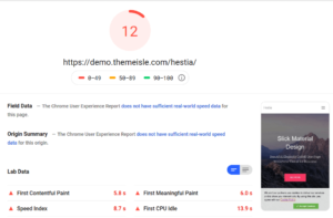 Hestia Pro Google PageSpeed Insights Mobile Test